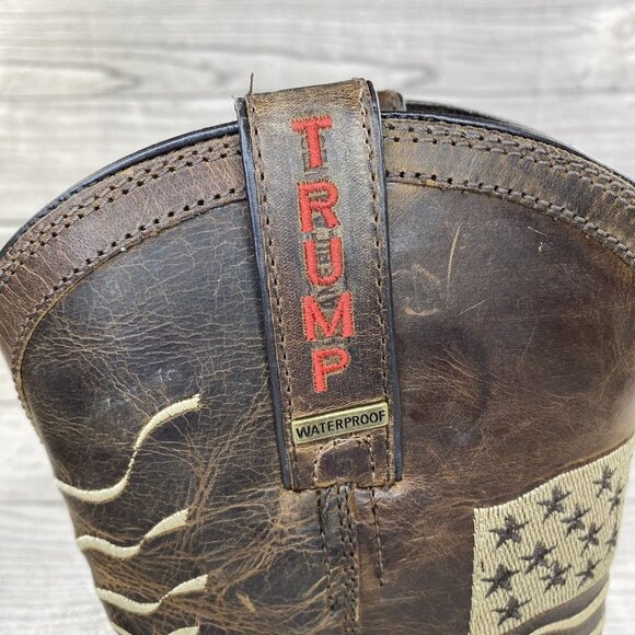 Trump Flag Embroidered Oil / Slip Resistant Cowboy Work Boots Men Size 10.5 EE - Picture 3 of 16